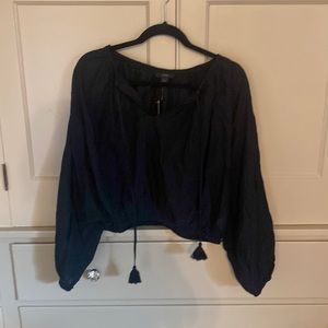 J Crew black cropped blouse. Style BJ390 size L